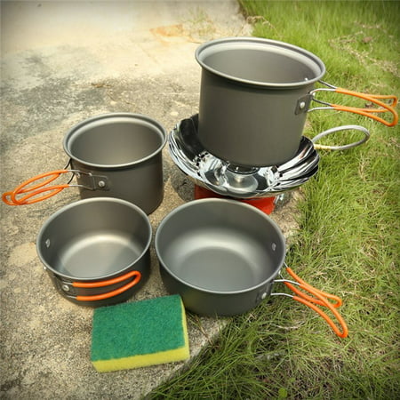 Four-piece Outdoor Camping Set 1-2 Walking Tableware Outdoor Combination Pot @L